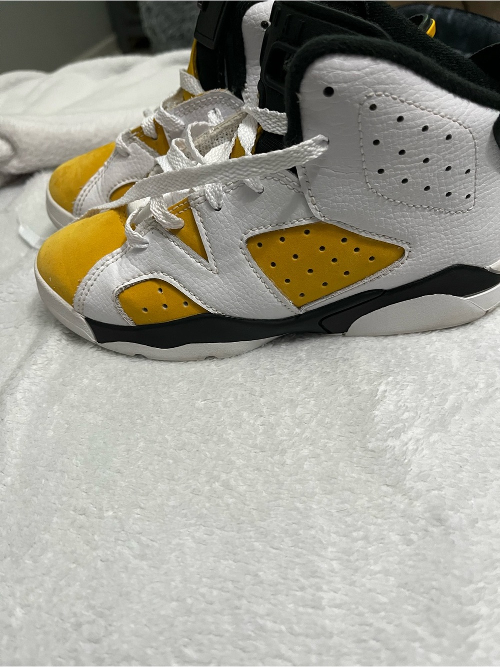 Jordan Kids White and Yellow High-Top Sneakers